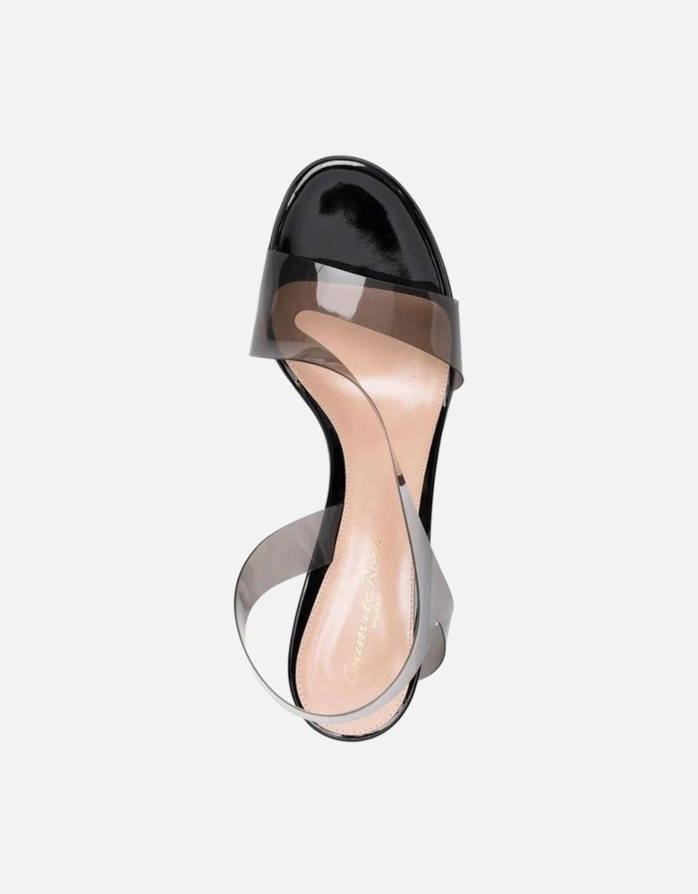 Patent Leather Open Toe Heeled Sandals Women - Black