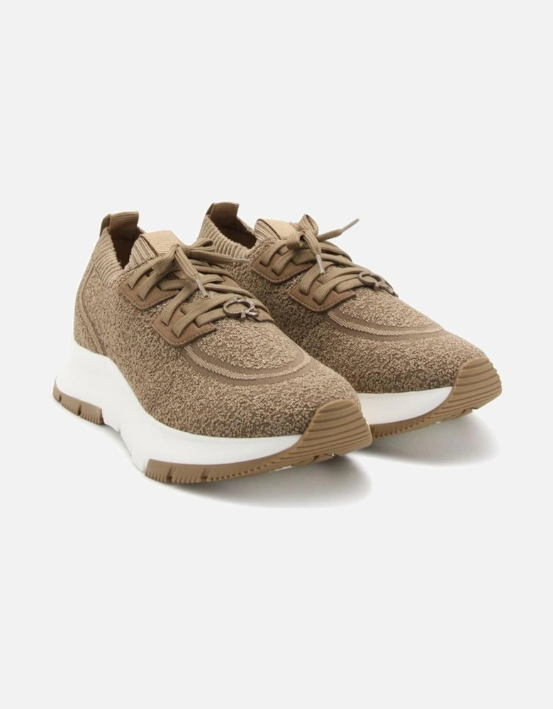 Round Toe Lace-Up Sneakers with Branded Insole Women - Brown