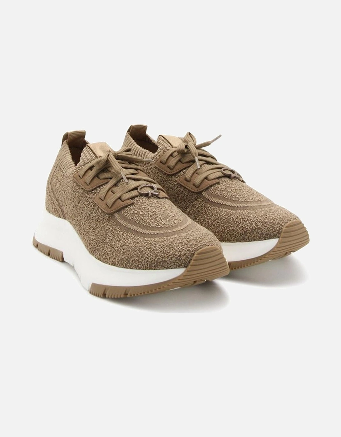 Round Toe Lace-Up Sneakers with Branded Insole Women - Brown