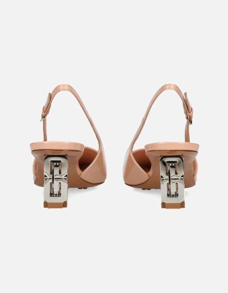 Patent Leather Almond Toe Ankle Strap Heels Women - Beige Pumps