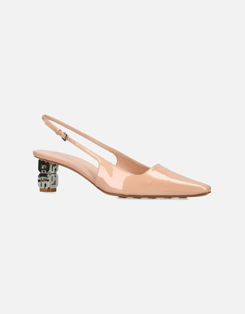 Patent Leather Almond Toe Ankle Strap Heels Women - Beige Pumps