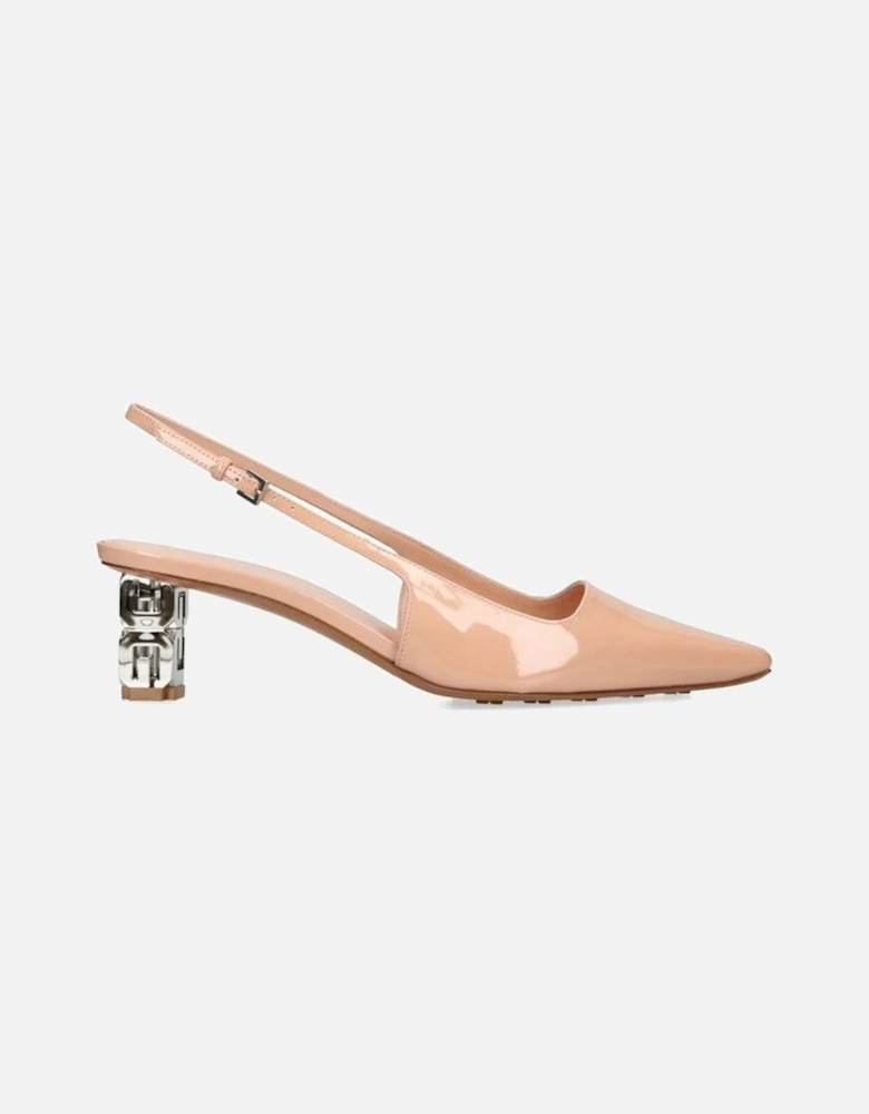 Patent Leather Almond Toe Ankle Strap Heels Women - Beige Pumps