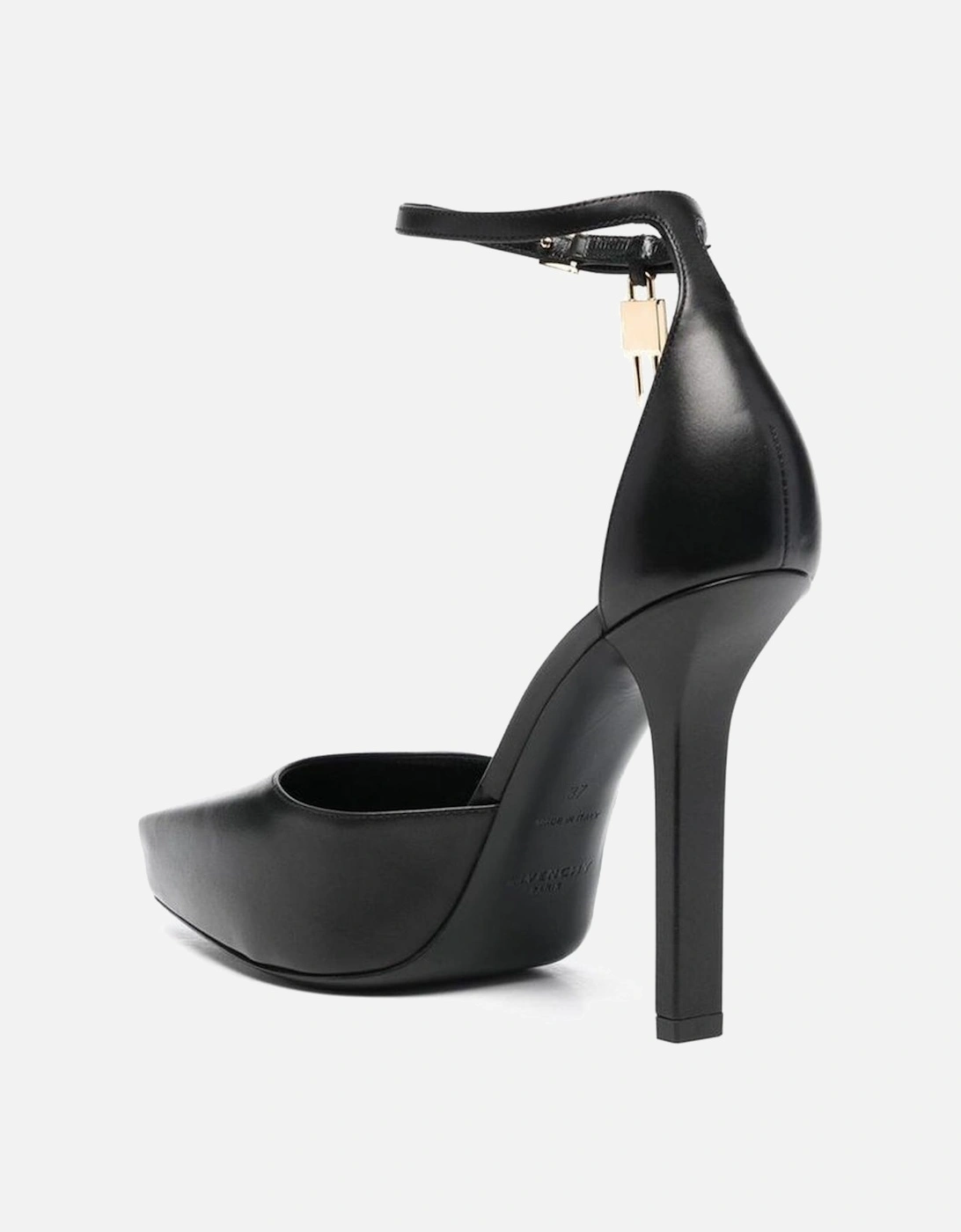 Leather Pointed Toe Ankle Strap Heels Women - Black Pumps