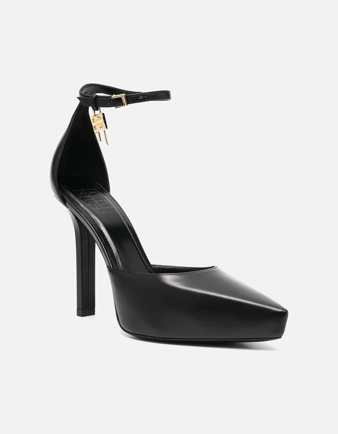 Leather Pointed Toe Ankle Strap Heels Women - Black Pumps
