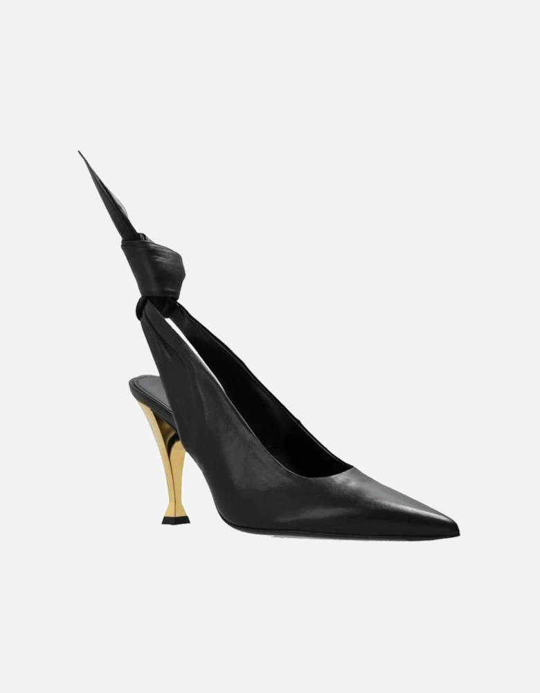 Pointed Toe Heels with Golden Hourglass Heel Women - Black Pumps
