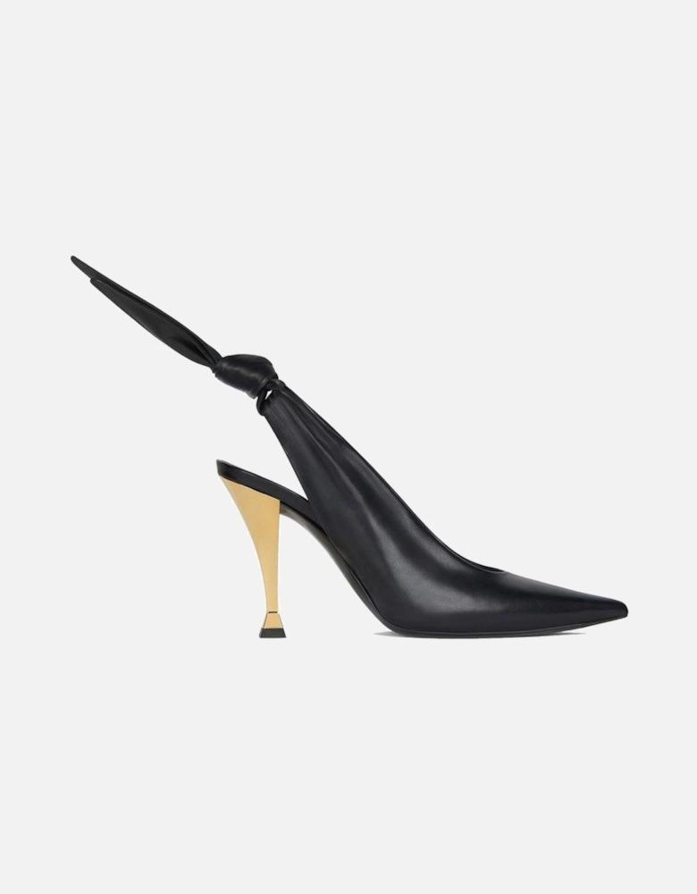 Pointed Toe Heels with Golden Hourglass Heel Women - Black Pumps