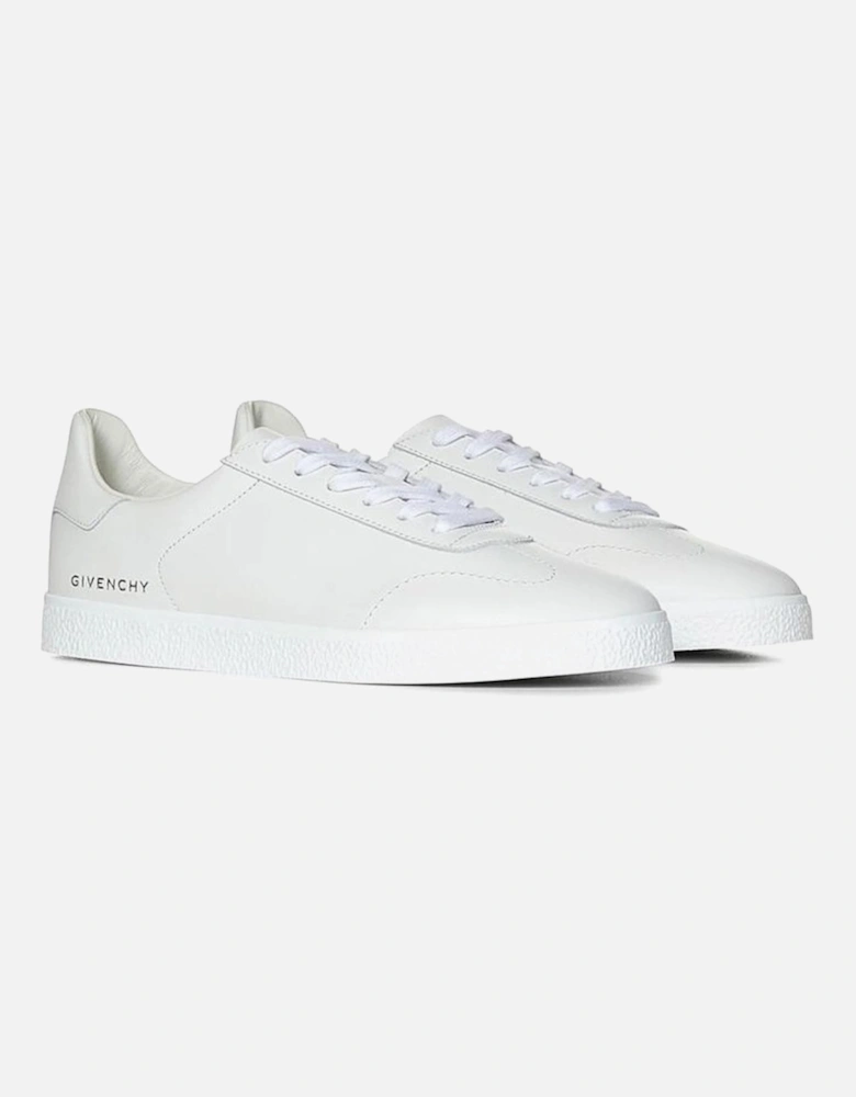 Calf Leather Lace-Up Sneakers with Side Logo Women - White