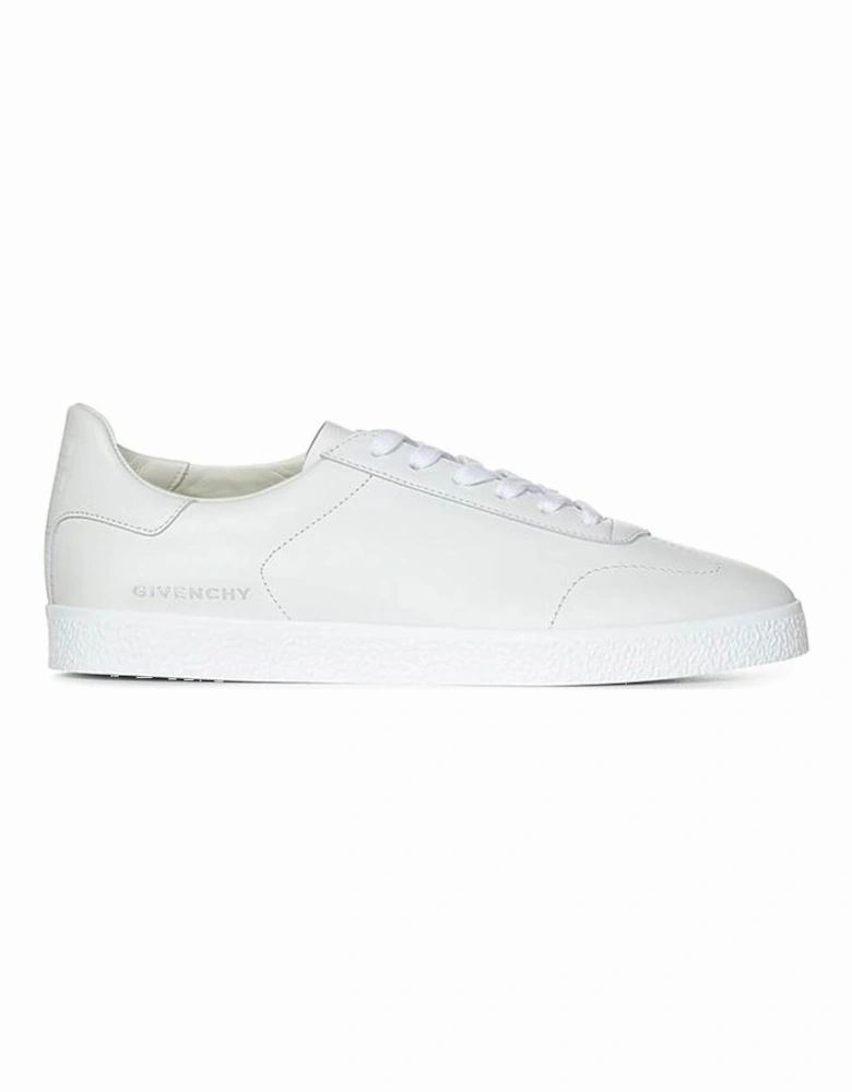 Calf Leather Lace-Up Sneakers with Side Logo Women - White