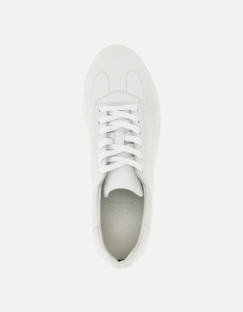 Calf Leather Lace-Up Sneakers with Side Logo Women - White