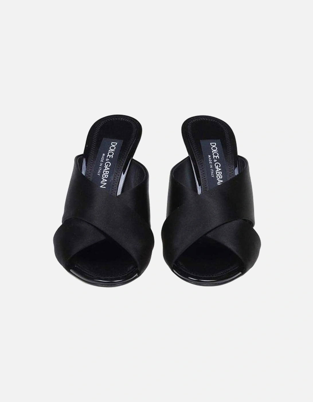 Slip-On Leather Heel Sandals with Open Toe Women - Black