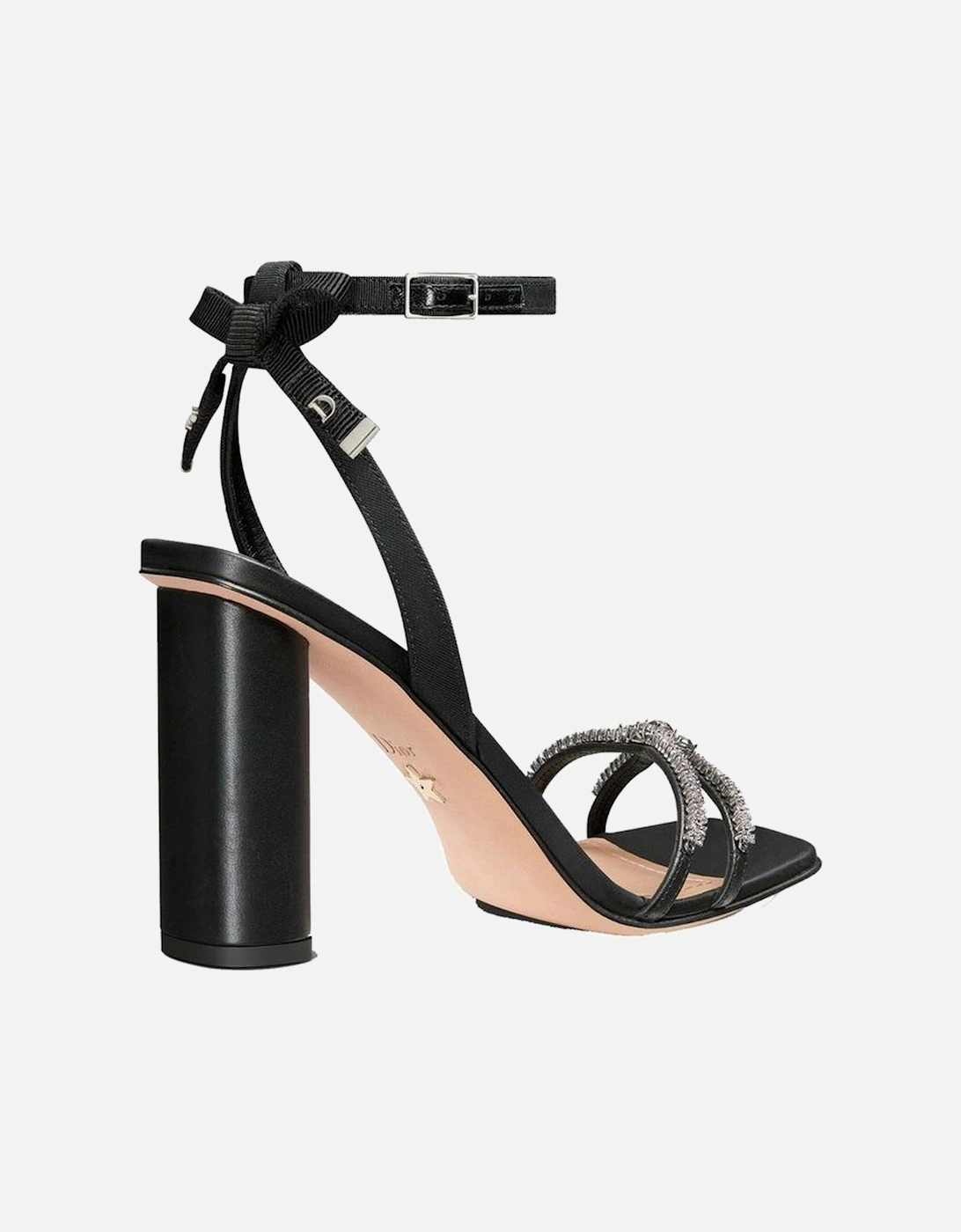 Calf Leather Square Toe Heels with Ankle Buckle Women - Black Sandals, 3 of 2