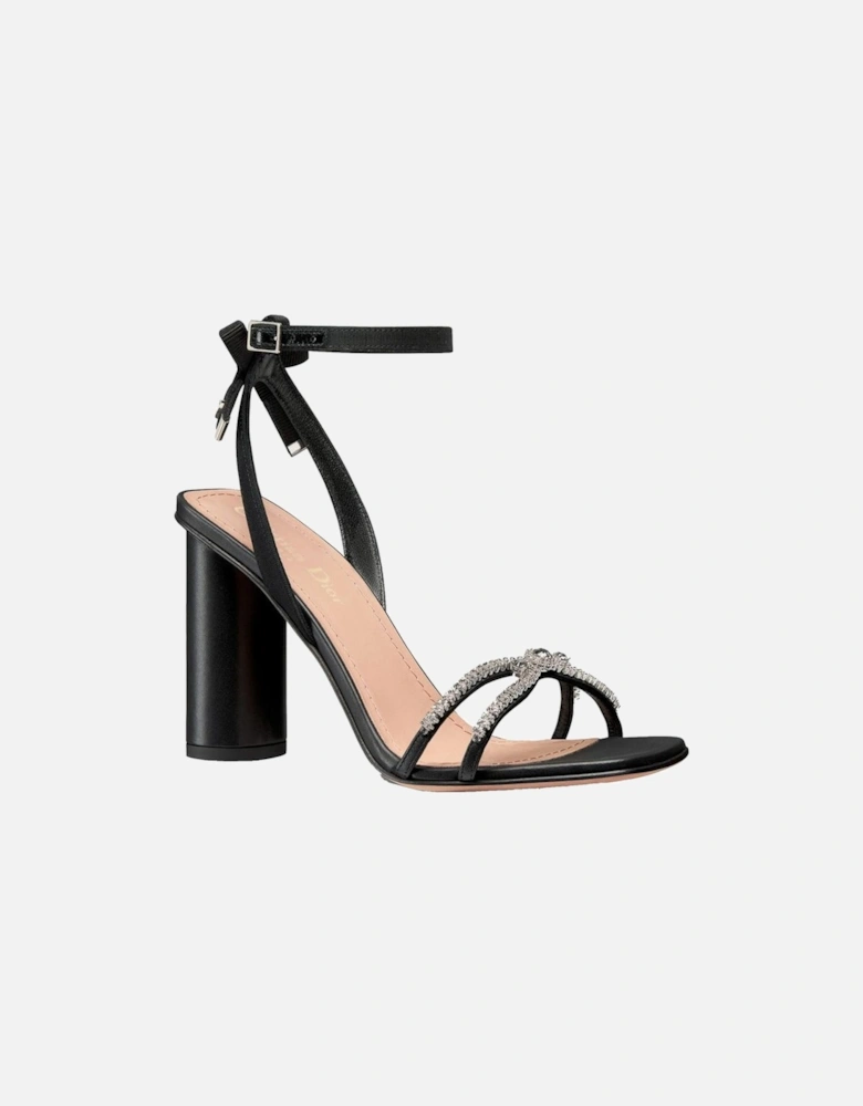 Calf Leather Square Toe Heels with Ankle Buckle Women - Black Sandals