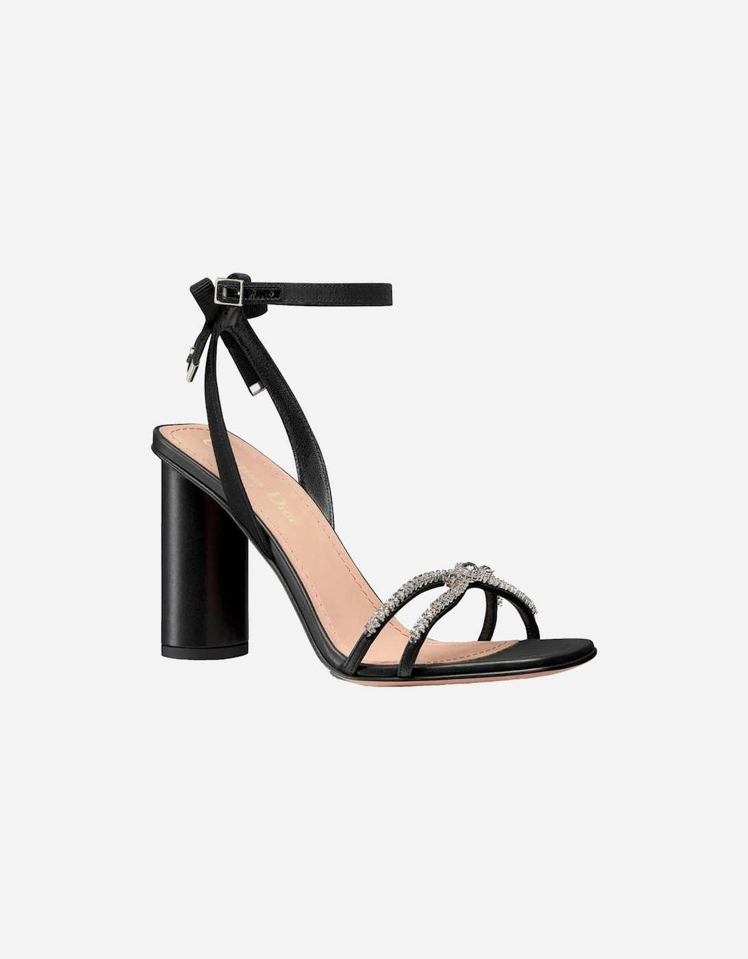 Calf Leather Square Toe Heels with Ankle Buckle Women - Black Sandals