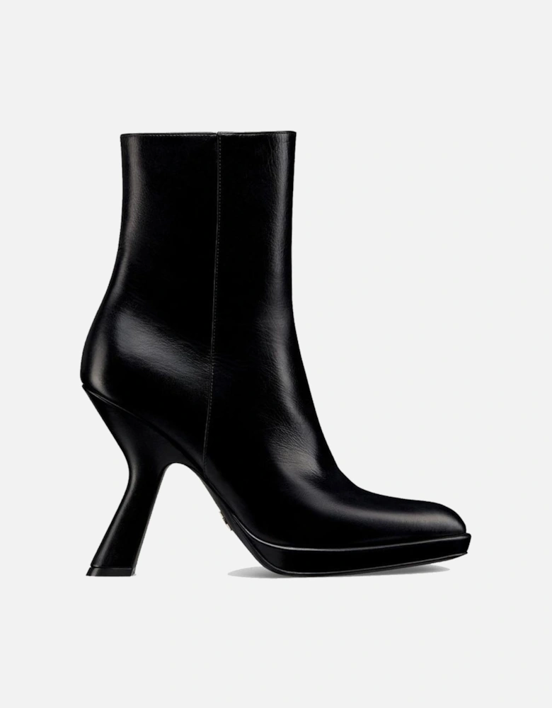 Pointed Toe Leather Heeled Ankle Boots Women - Black