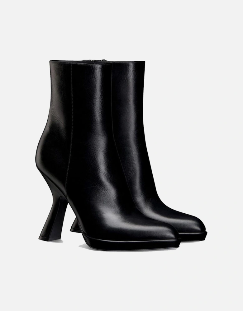 Pointed Toe Leather Heeled Ankle Boots Women - Black