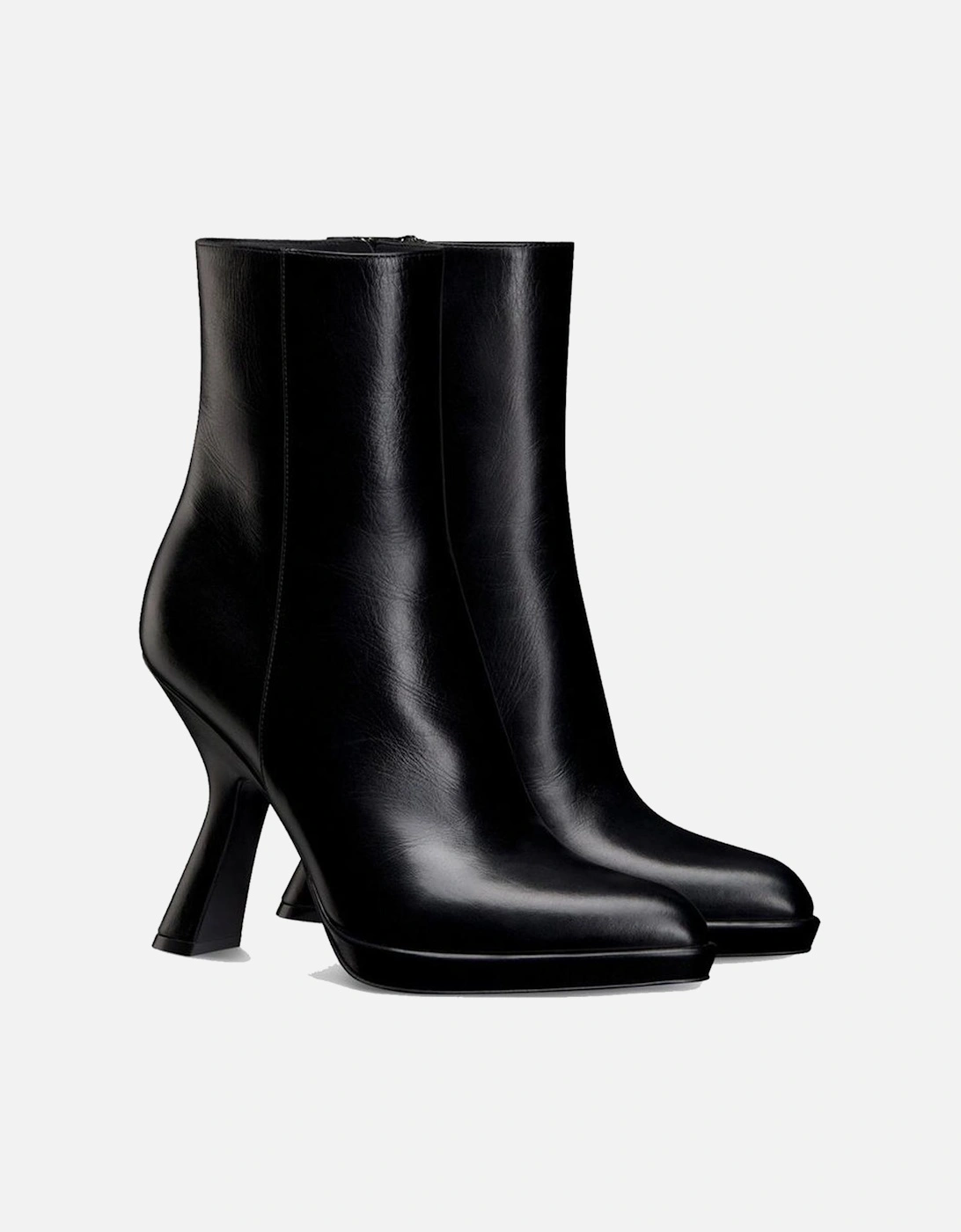 Pointed Toe Leather Heeled Ankle Boots Women - Black