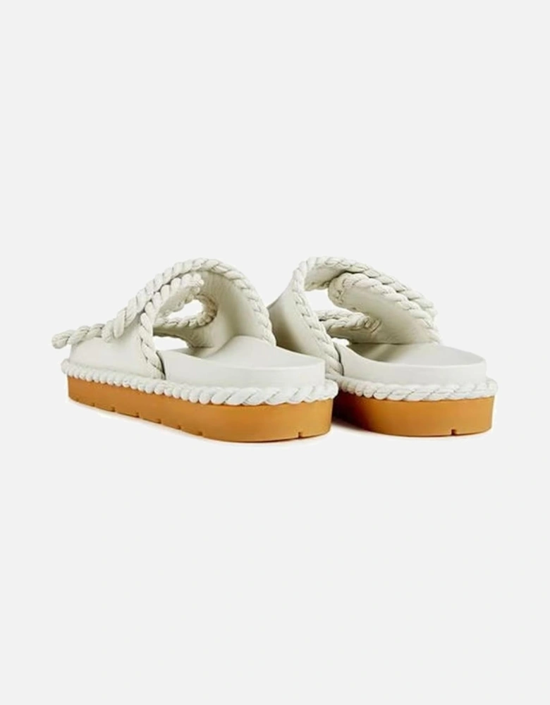 Lamb Leather Sandals with Velcro Straps Women - White