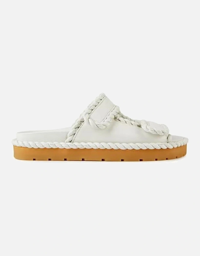 Lamb Leather Sandals with Velcro Straps Women - White