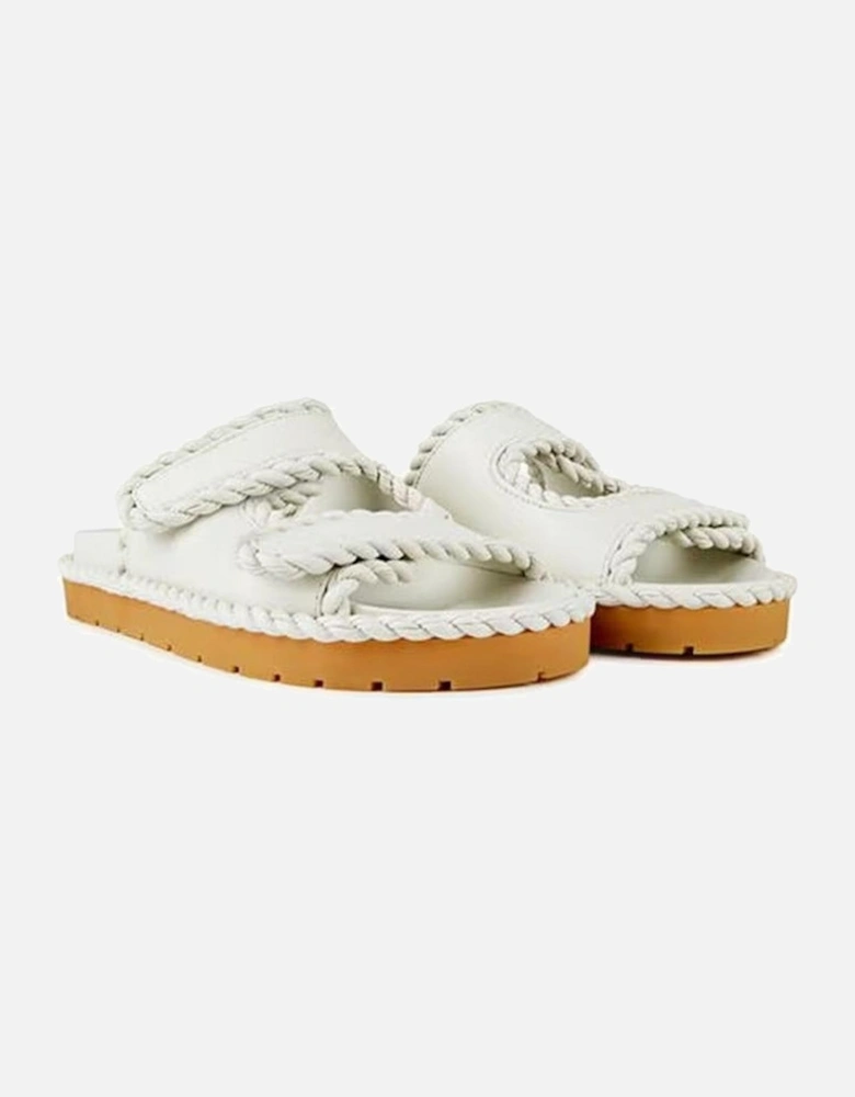 Lamb Leather Sandals with Velcro Straps Women - White