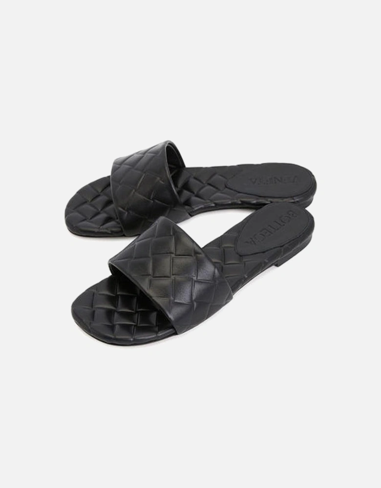 Intrecciato Leather Open-Toe Sandals Women - Black Shoes