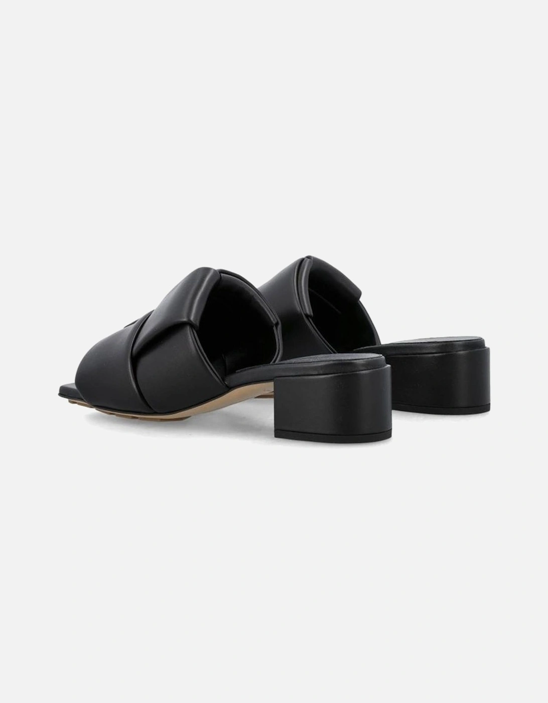 Square Toe Leather Slip-On Heels Women - Black Shoes