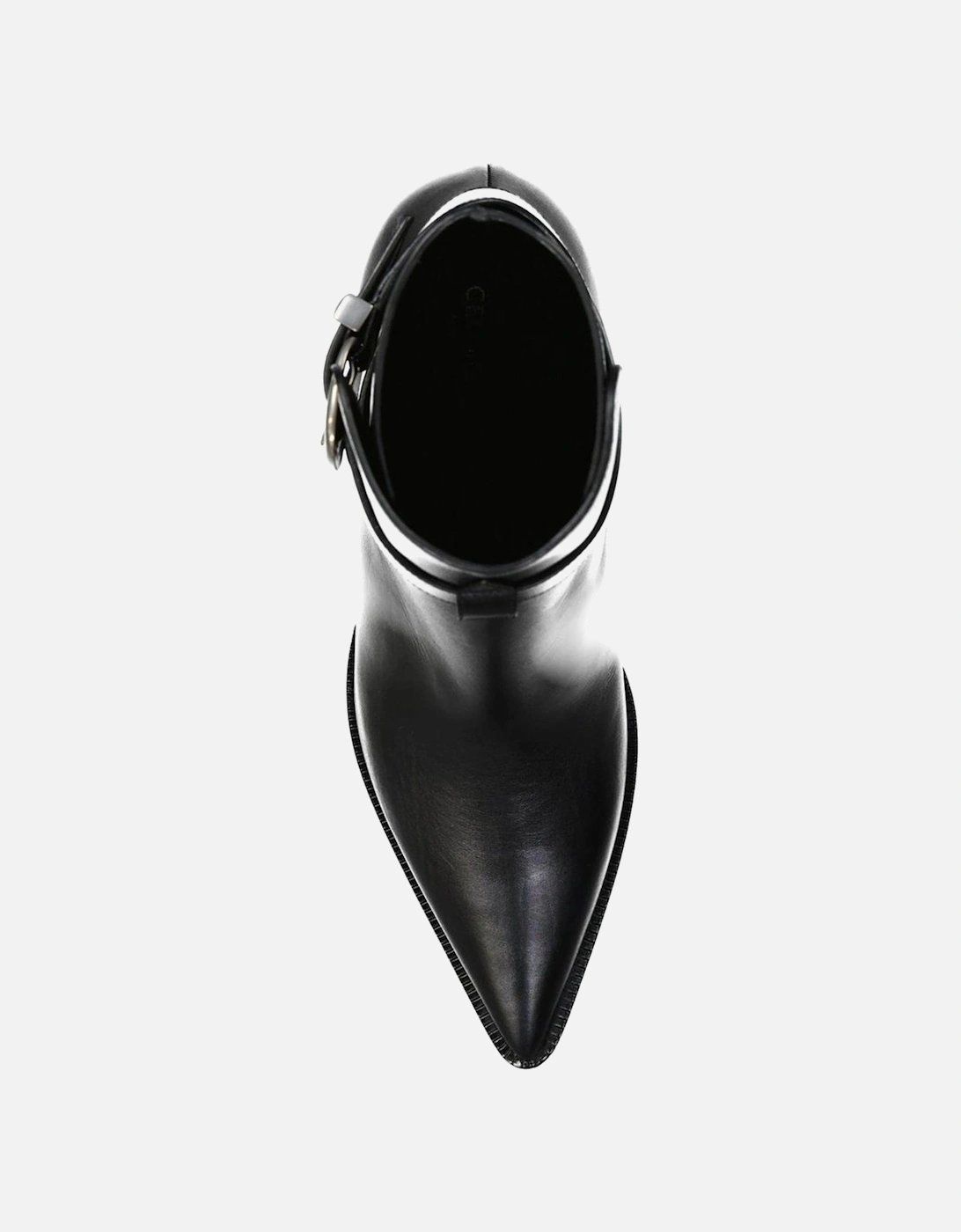 Pointed Toe Leather Ankle Strap Heels Women - Black Boots