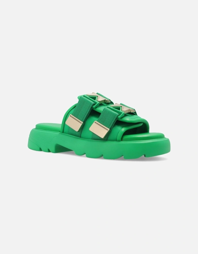 Nylon Sneakers with Leather Details Women - Green Shoes