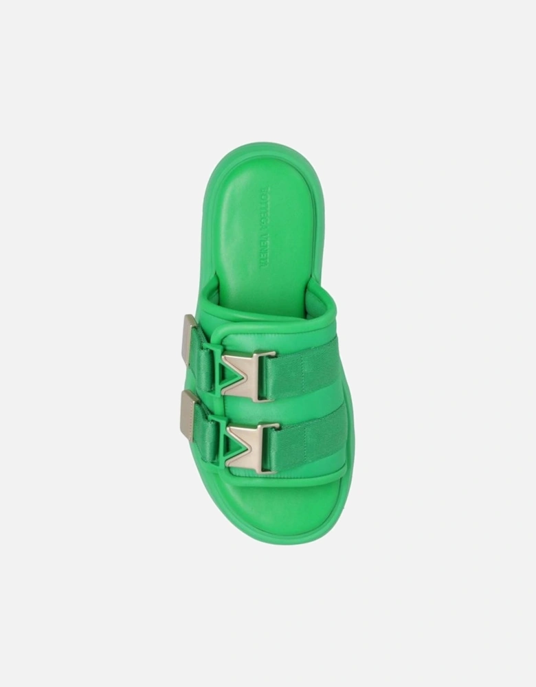 Nylon Sneakers with Leather Details Women - Green Shoes
