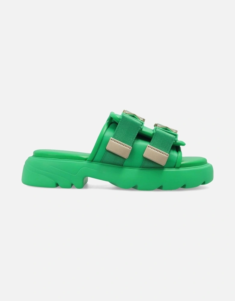 Nylon Sneakers with Leather Details Women - Green Shoes