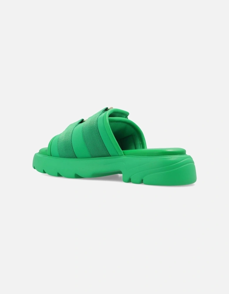 Nylon Sneakers with Leather Details Women - Green Shoes