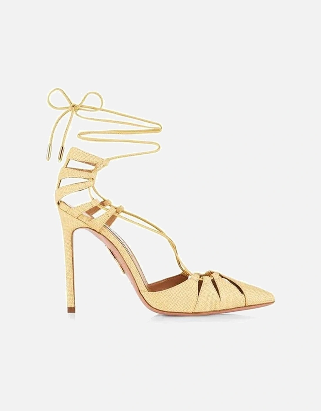 Raffia Pointed Toe Ankle Strap Heels Women - Yellow Sandals, 5 of 4