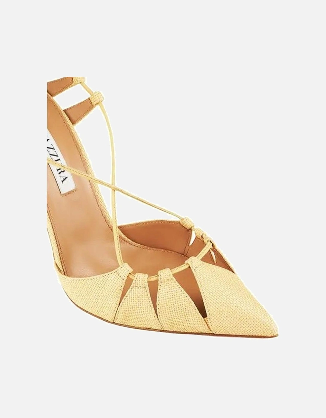 Raffia Pointed Toe Ankle Strap Heels Women - Yellow Sandals