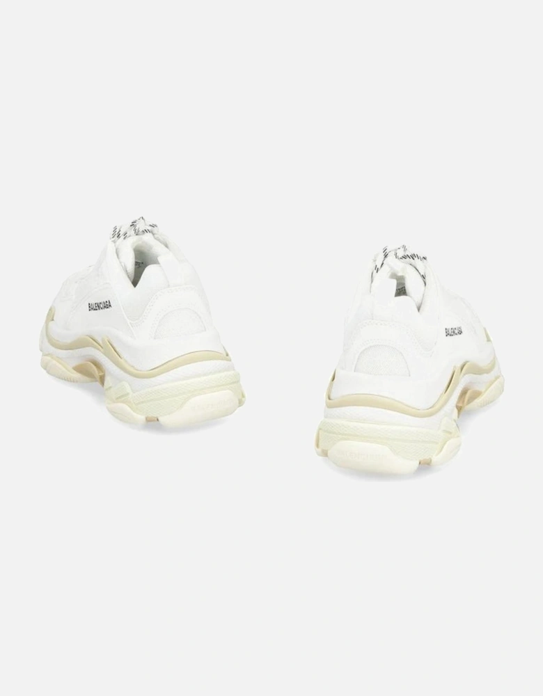 Calf Leather Lace-Up Sneakers with Mesh Inserts Women - White