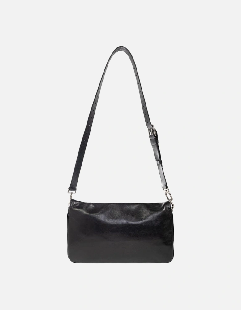 Shoulder Bag with Chain Accent and Adjustable Strap Women - Black