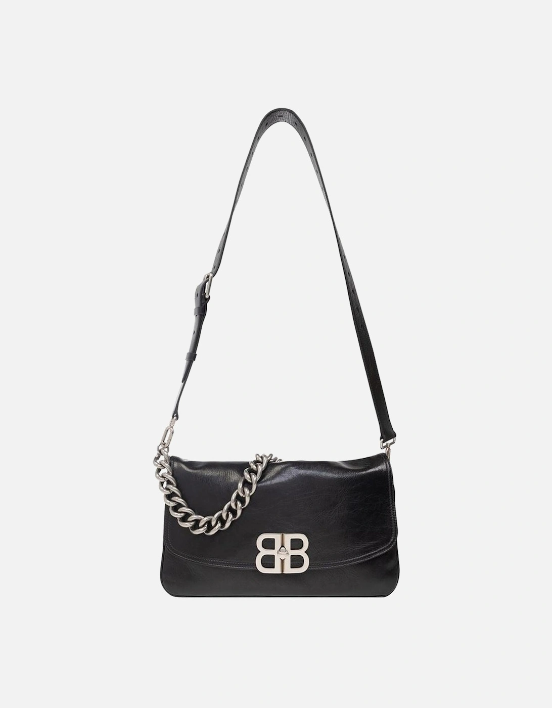 Shoulder Bag with Chain Accent and Adjustable Strap Women - Black, 5 of 4