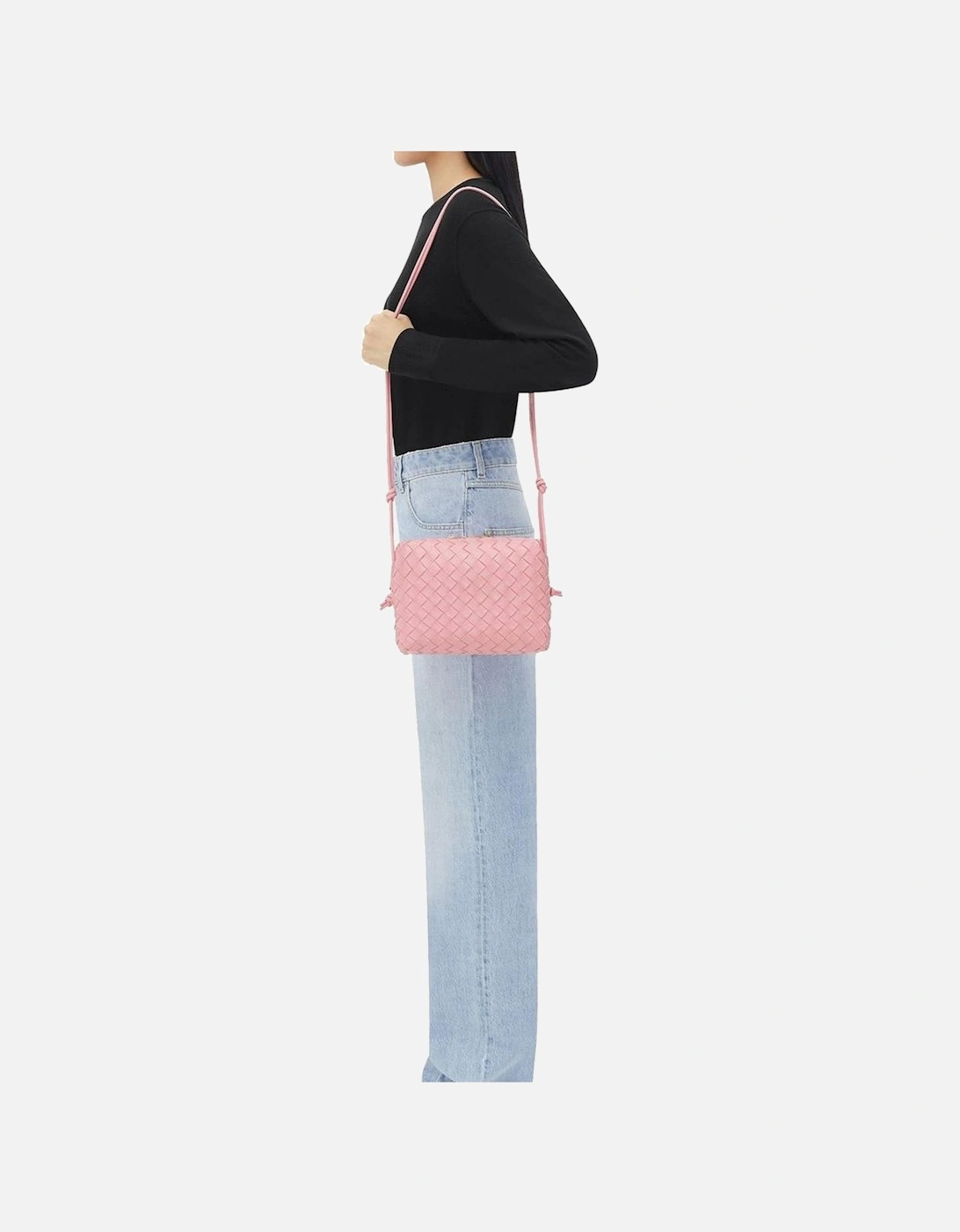 Stylish Woven Leather Camera Bag with Adjustable Shoulder Strap Women