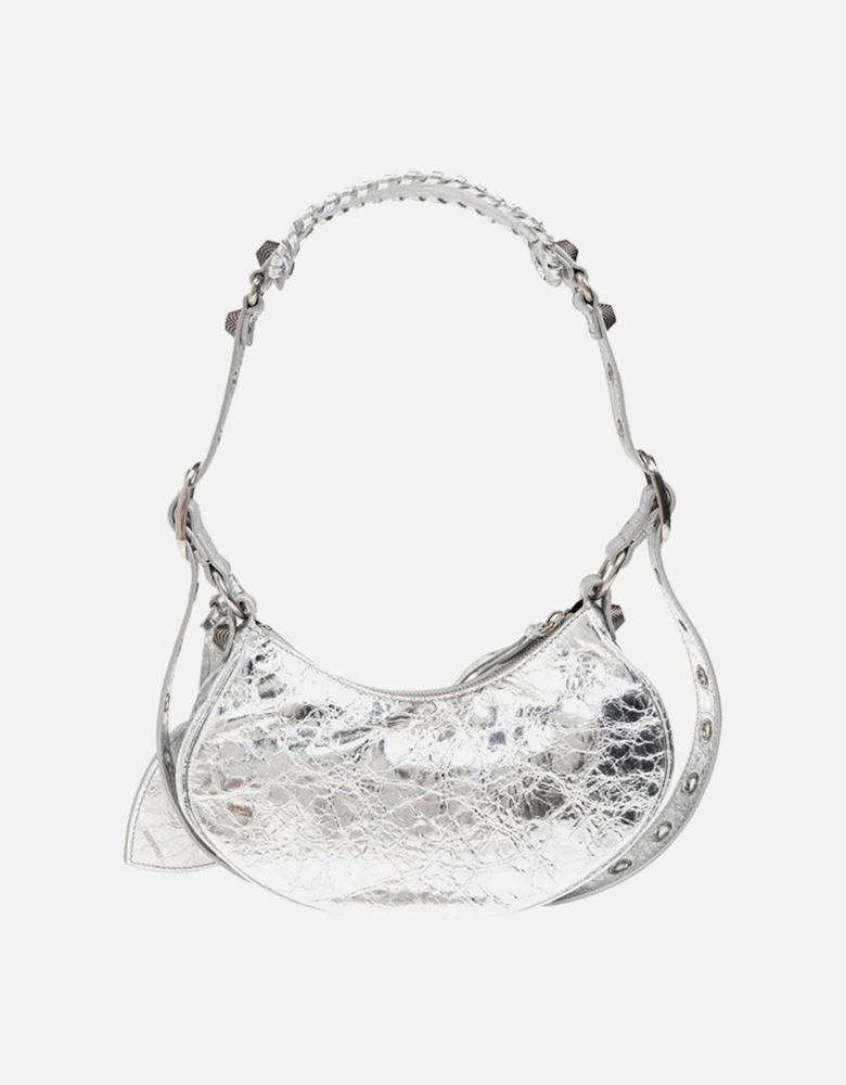 Women's Croc-Embossed Shoulder Bag with Heart Mirror Charm and
