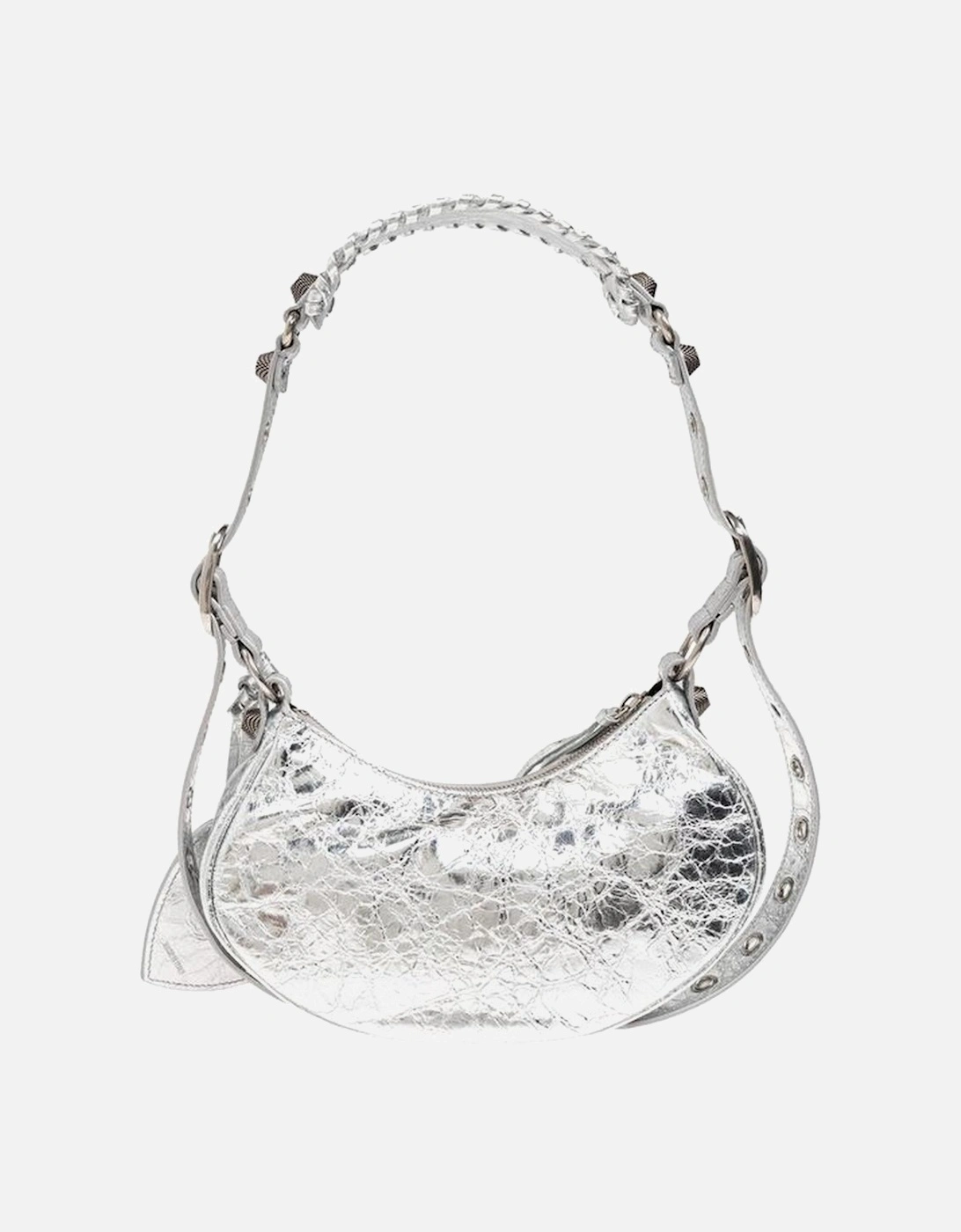 Women's Croc-Embossed Shoulder Bag with Heart Mirror Charm and