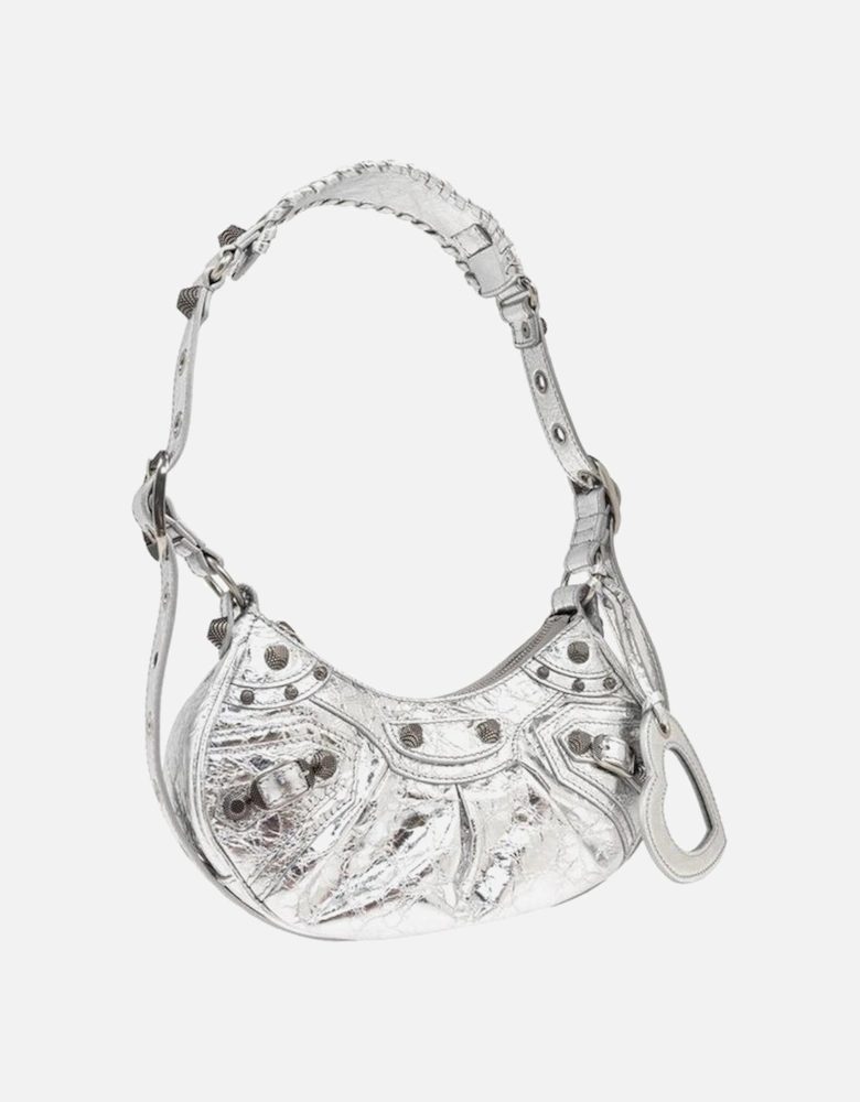 Women's Croc-Embossed Shoulder Bag with Heart Mirror Charm and