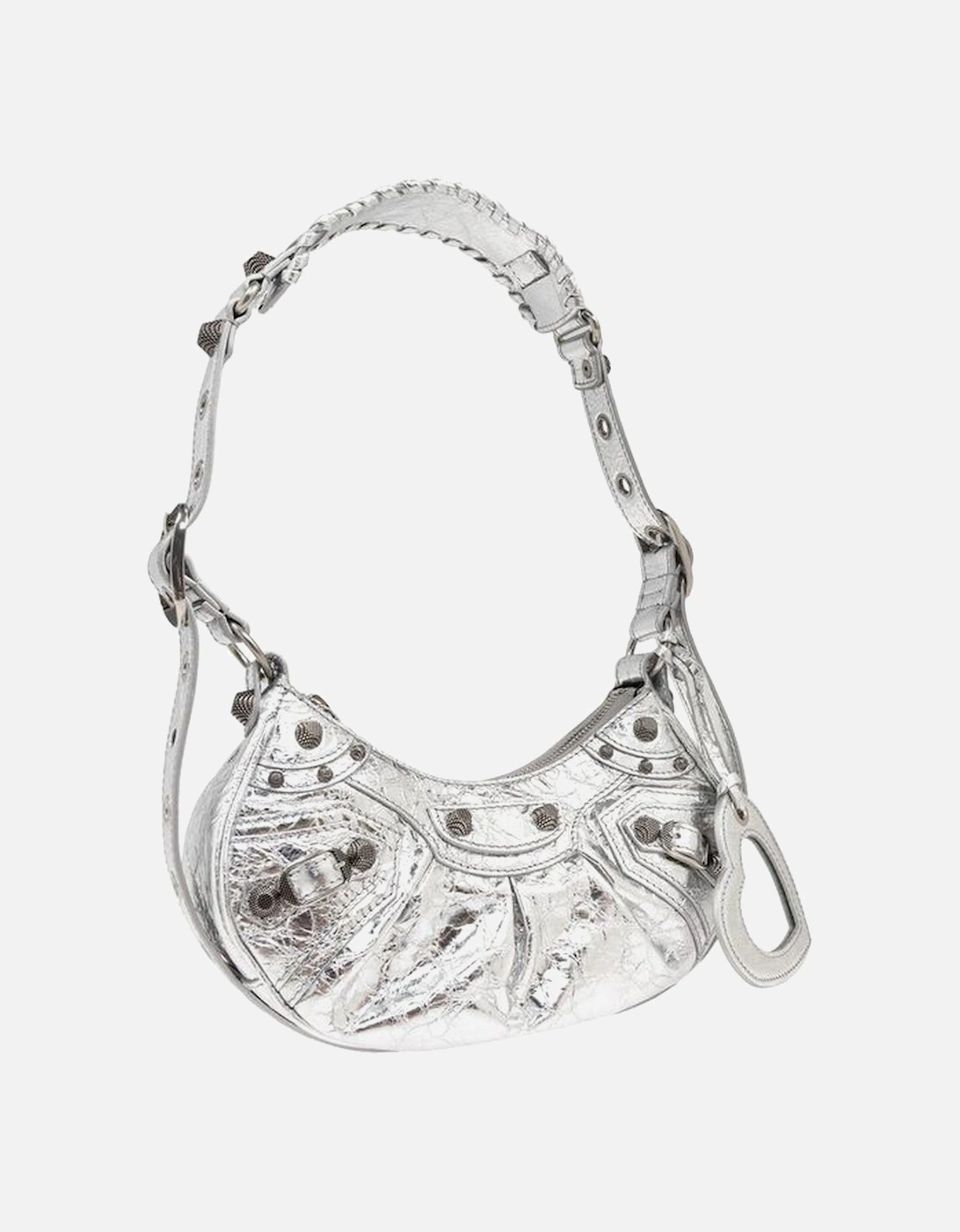 Women's Croc-Embossed Shoulder Bag with Heart Mirror Charm and
