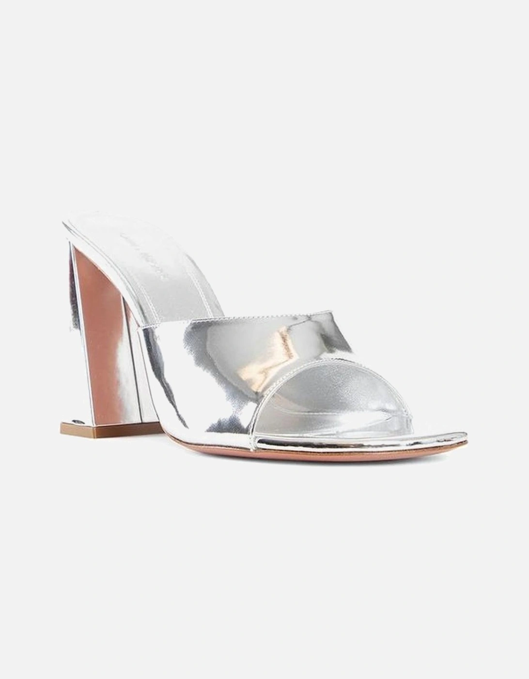 Patent Leather Slip-On Block Heel Shoes Women - Silver
