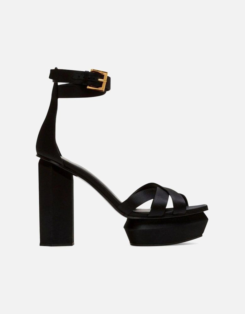 Silk Platform Open Toe Heeled Sandals Women - Black