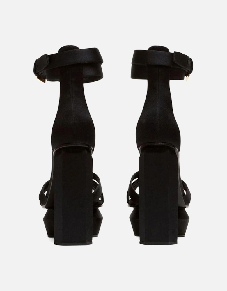 Silk Platform Open Toe Heeled Sandals Women - Black