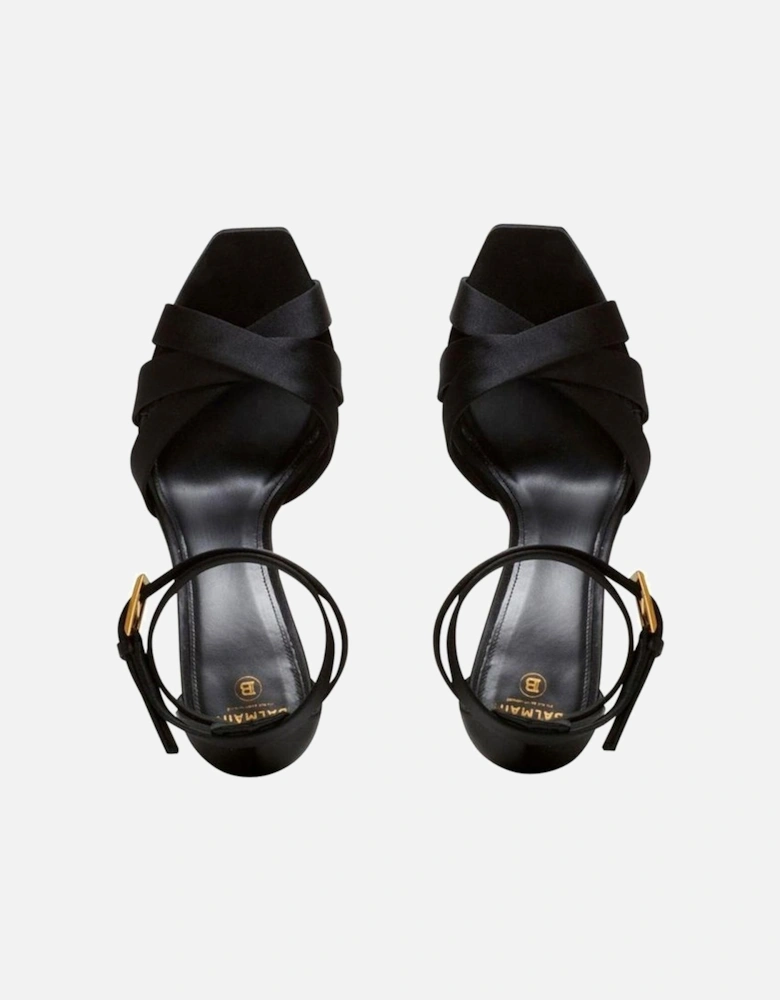 Silk Platform Open Toe Heeled Sandals Women - Black