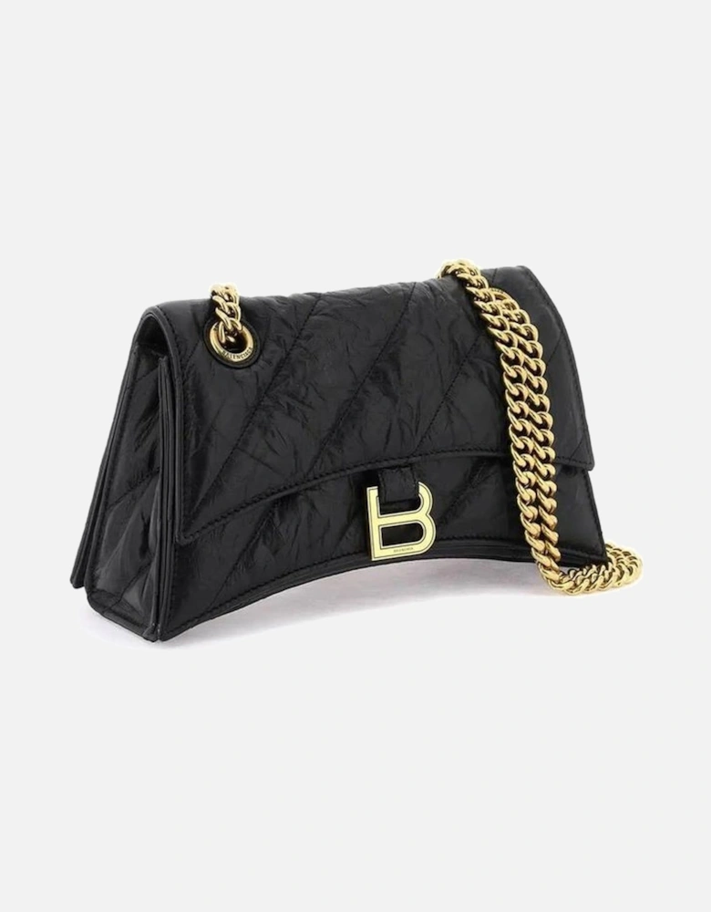 Quilted Leather Shoulder Bag with Chain Strap Women - Black