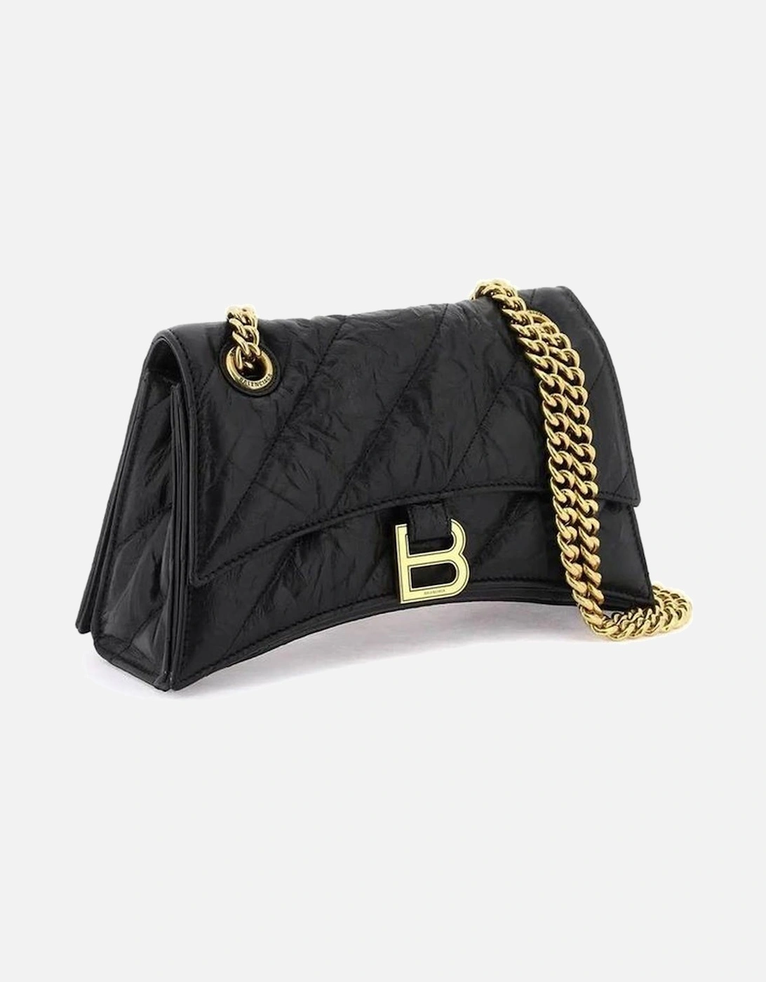 Quilted Leather Shoulder Bag with Chain Strap Women - Black