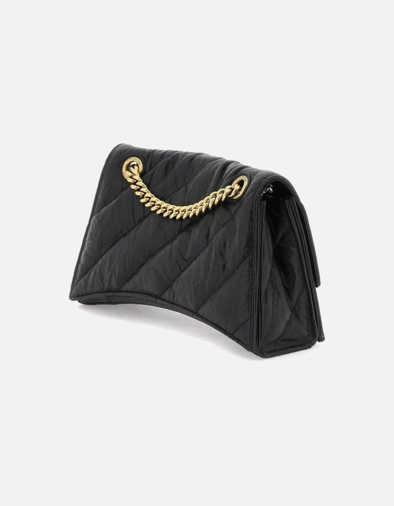 Quilted Leather Shoulder Bag with Chain Strap Women - Black