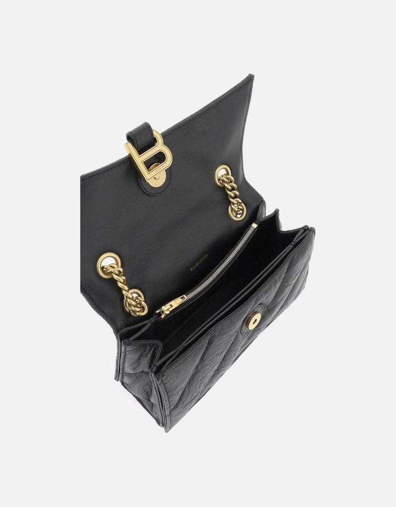 Quilted Leather Shoulder Bag with Chain Strap Women - Black