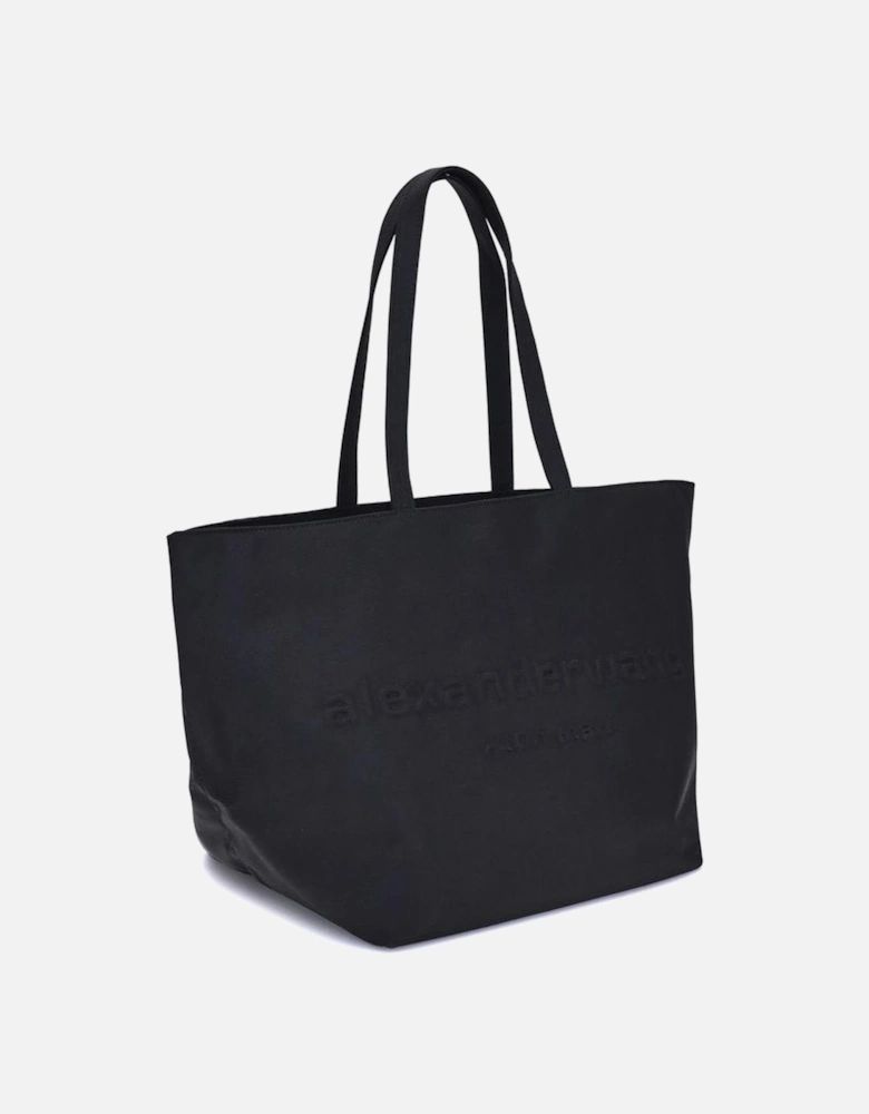 Minimalist Punch Tote Bag with Embossed Logo Women - Gold Shoulder