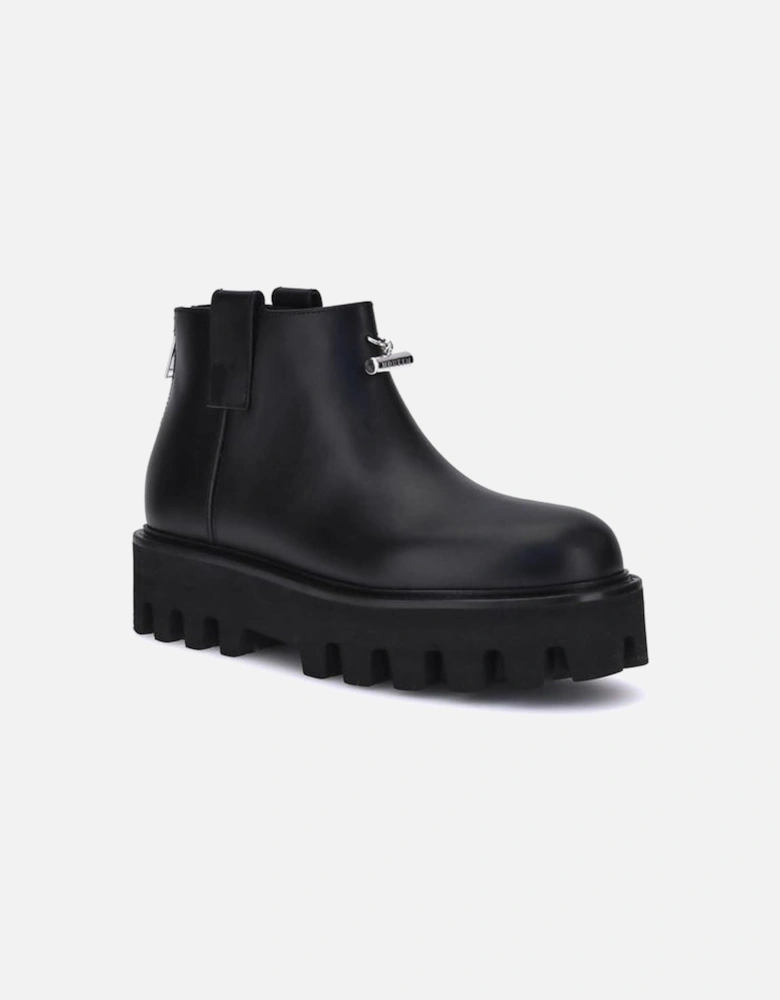 Platform Ankle Boots with High Sole and Back Zipper Women - Black